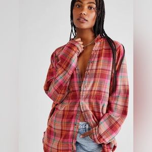 We the free summer daydream plaid button down
